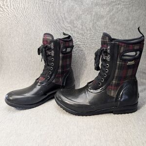 Bogs Rain Boots Women's Size 9 Black Gray Insulated Waterproof Outdoor